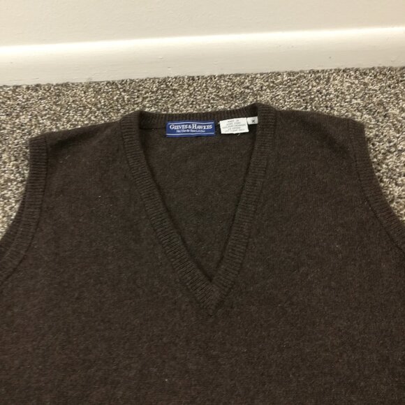 Vintage Gieves & Hawkes Sweater Vest 100% Cashmere V Neck Brown Mens Medium - Picture 2 of 7